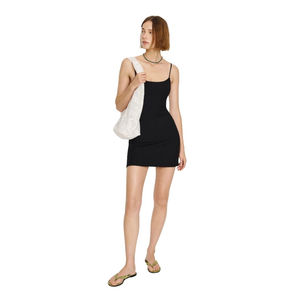 Reformation NWOT Black Knit Slip Mini Dress Sleeveless Scoop Neck Bodycon Size L